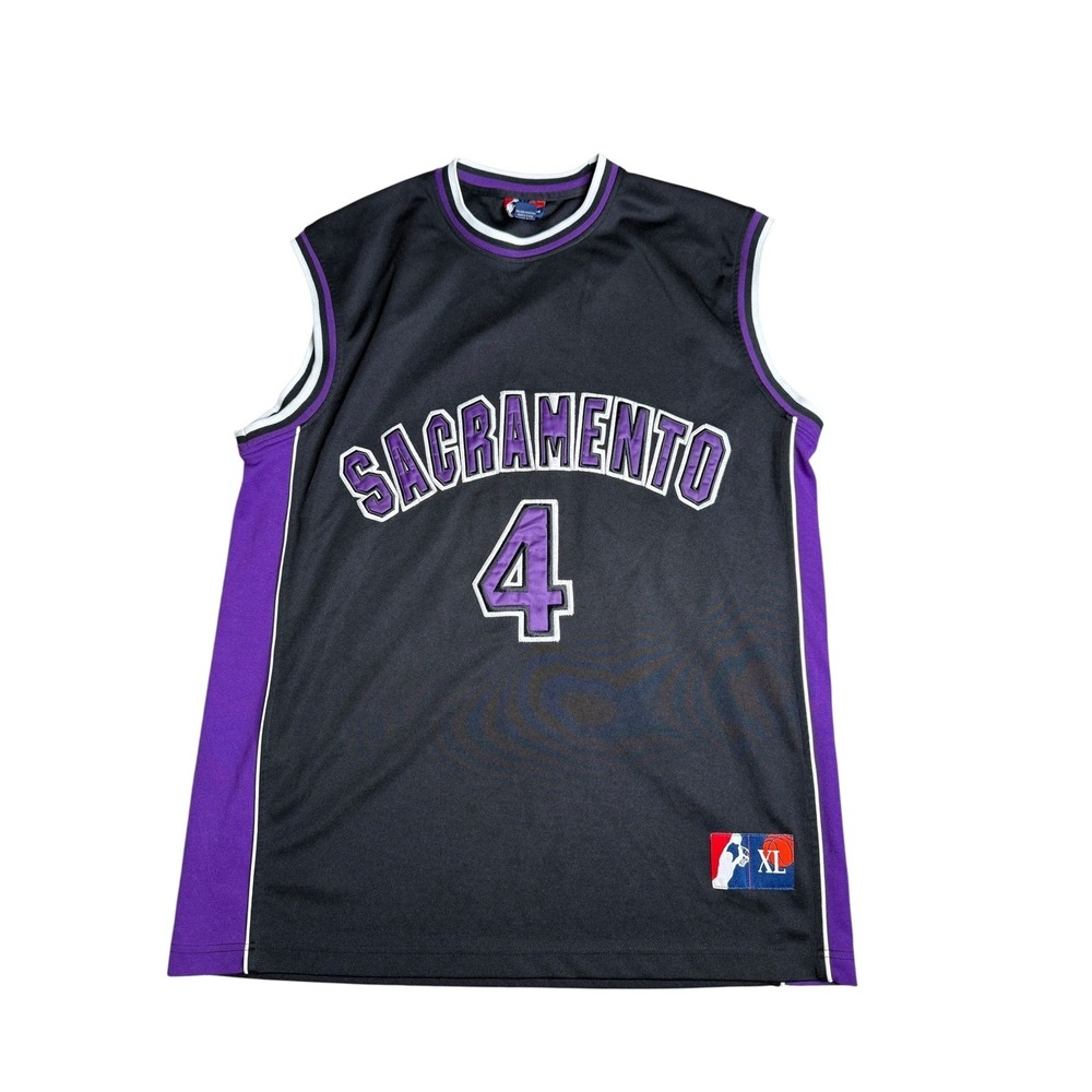 Vintage Sacramento Kings NBA Jersey #4 XL Black Purple Basketball